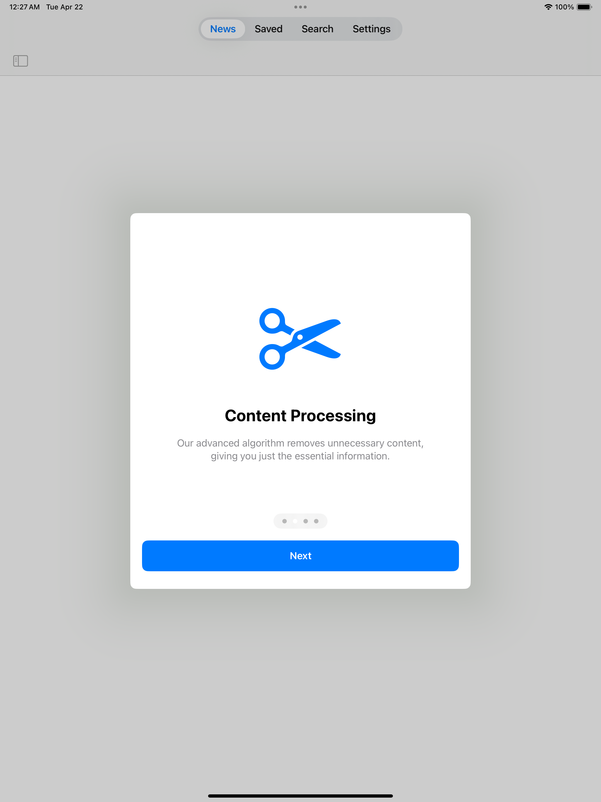 ConcisePress Home Screen